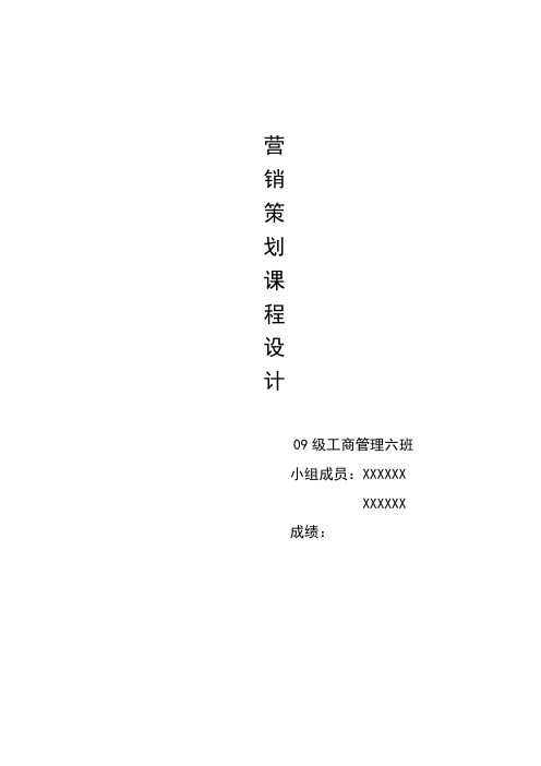 营销策划课程设计作业