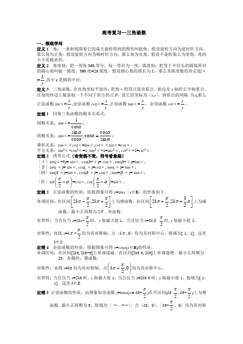 高考数学三角函数知识点