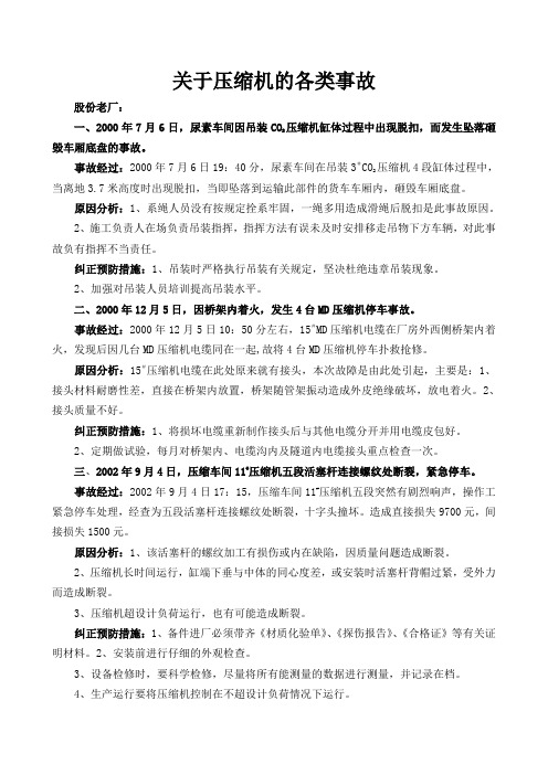 关于压缩机的各类事故