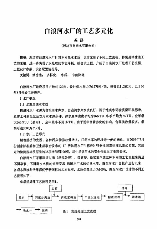白浪河水厂的工艺多元化
