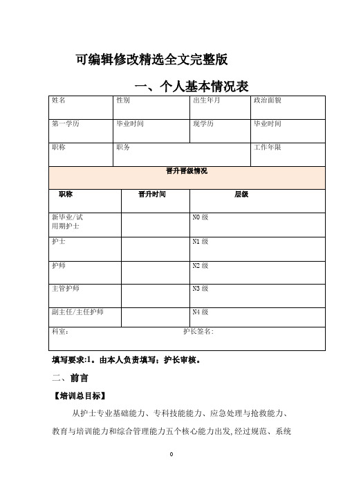 心内科护士核心能力培训手册可修改全文