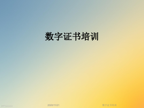 数字证书培训