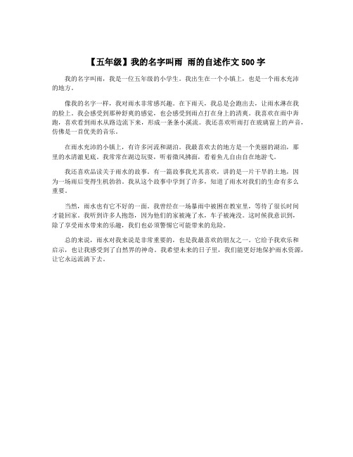 【五年级】我的名字叫雨 雨的自述作文500字