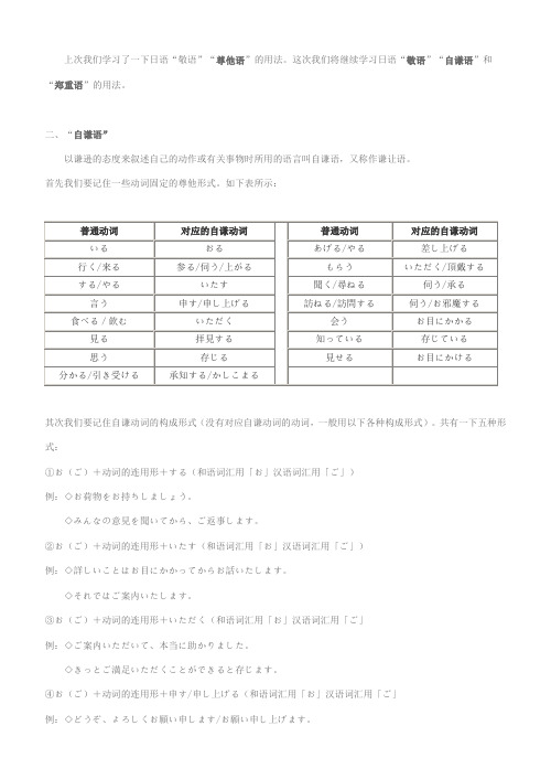 “自谦语”和“郑重语”的用法13