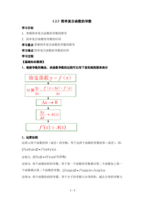 苏教版高中数学选修2-2《简单复合函数的导数》教学教案1