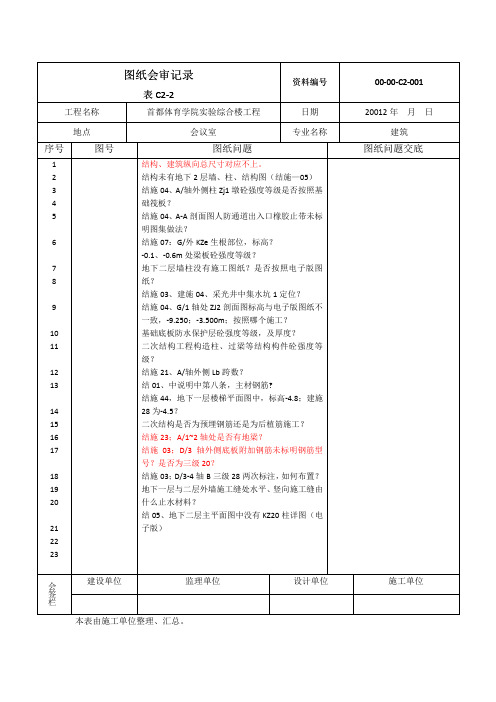 图纸会审记录