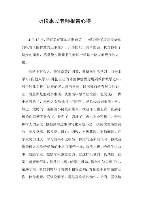 听段惠民老师报告心得
