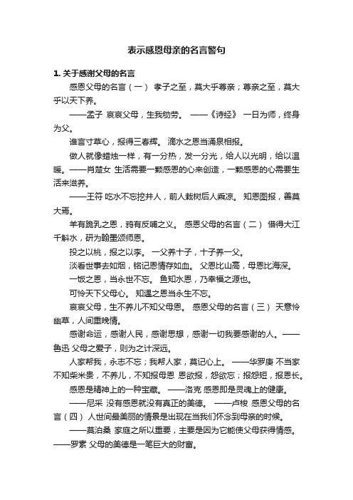 表示感恩母亲的名言警句