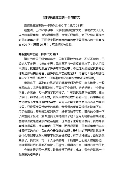 寒假里最难忘的一件事作文