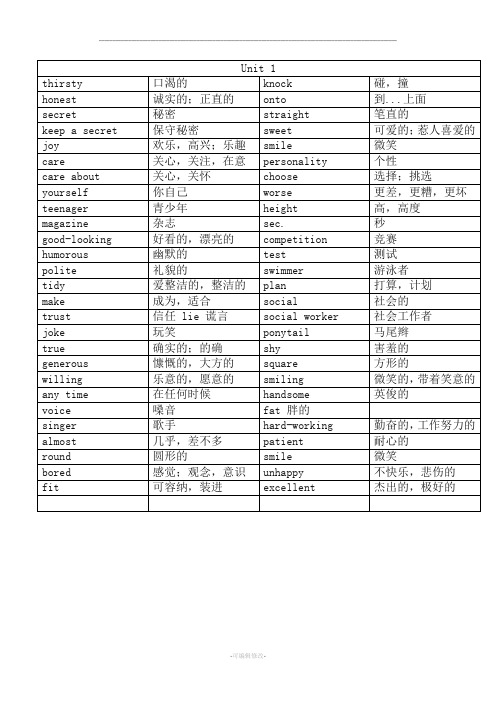 苏教版八年级英语上册