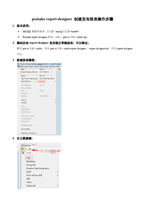 pentaho report-designer 创建发布报表操作步骤