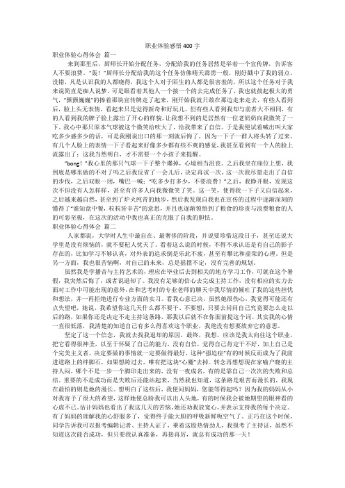 职业体验感悟400字