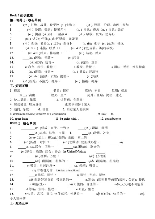 人教版BOOK5高三一轮复习提纲