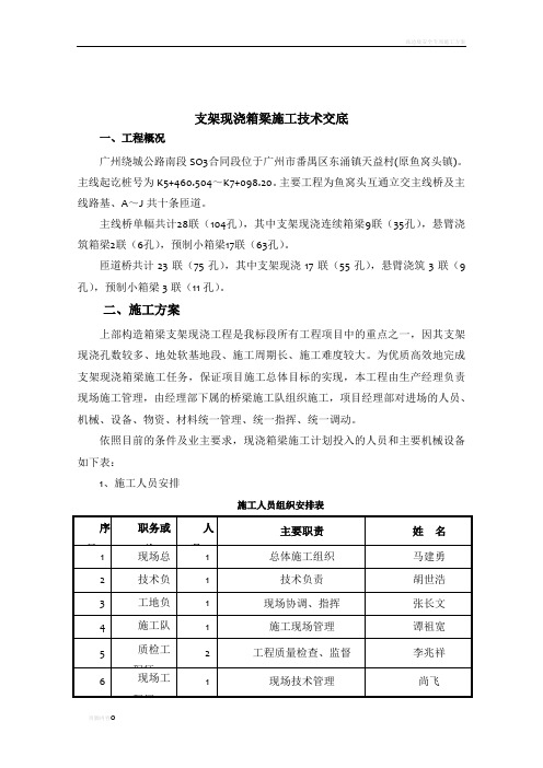 支架现浇箱梁施工技术交底