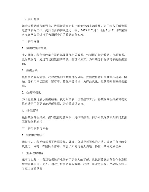 数据运营实习报告