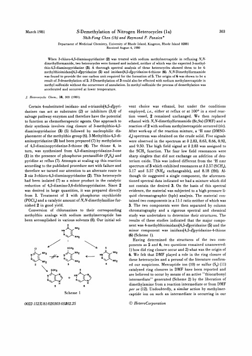 S-Demethylation of Nitrogen Heterocycles (1 a)