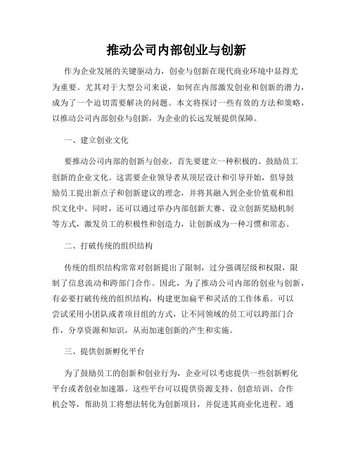 推动公司内部创业与创新