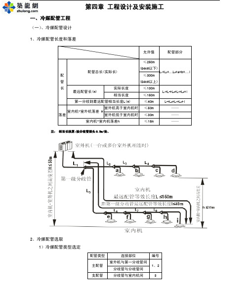 多联机工程设计、铜管尺寸设计及安装施工规范