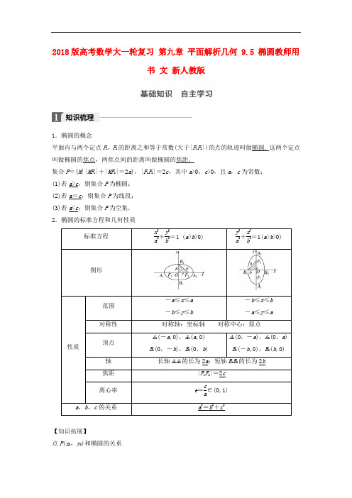 高考数学大一轮复习 第九章 平面解析几何 9.5 椭圆教