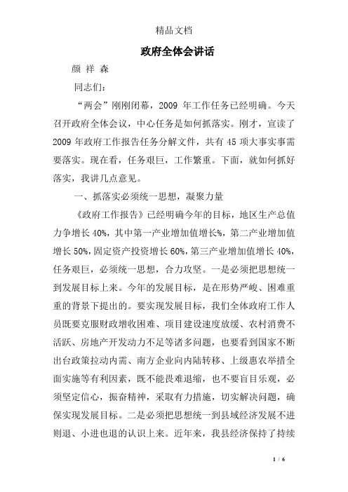 政府全体会讲话
