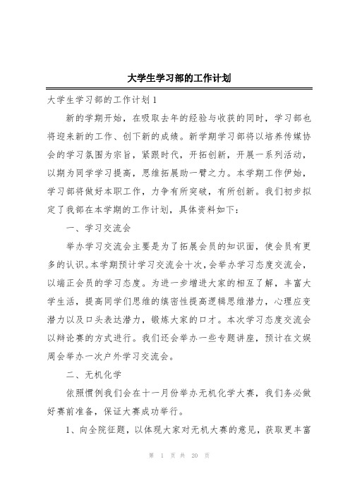 大学生学习部的工作计划