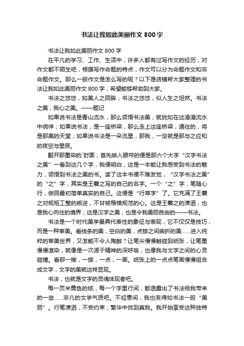 书法让我如此美丽作文800字