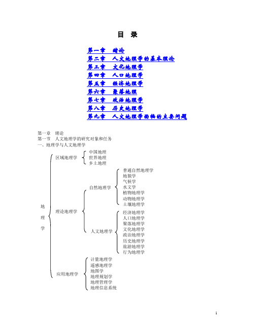 人文地理学讲课提纲