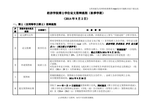 经济学院博士学位论文答辩流程秋季学期