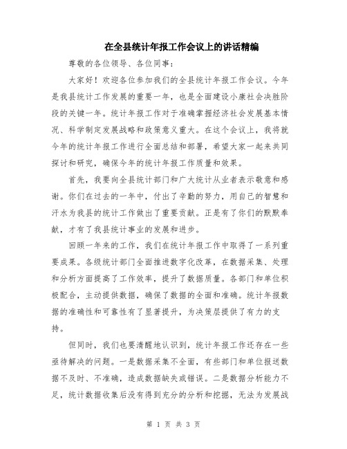 在全县统计年报工作会议上的讲话精编