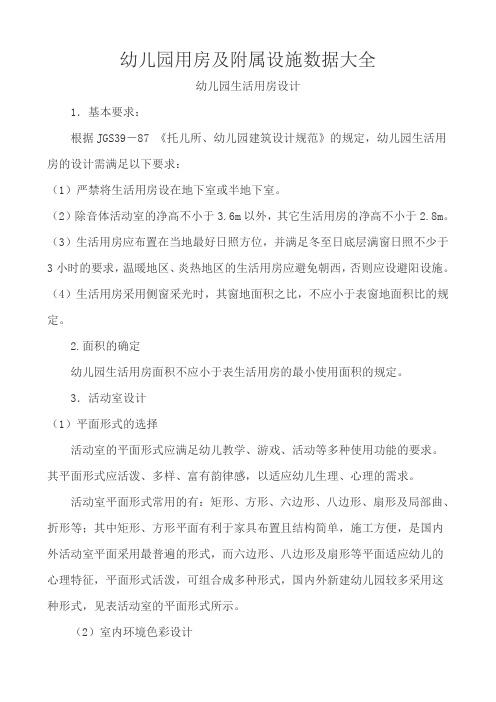 幼儿园用房及附属设施数据大全