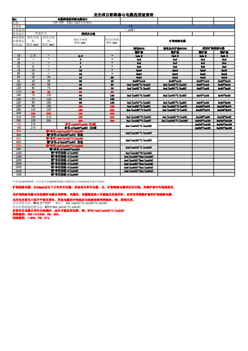 电气设计速查表(集合)(未修定)