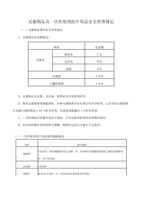 无菌物品及一次性使用医疗用品安全管理规定