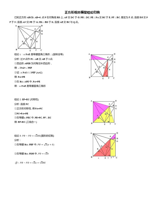 2024年中考数学复习--正方形相关模型结论归纳