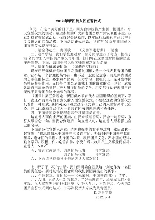 2012入团宣誓