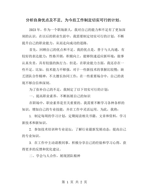 分析自身优点及不足,为今后工作制定切实可行的计划。