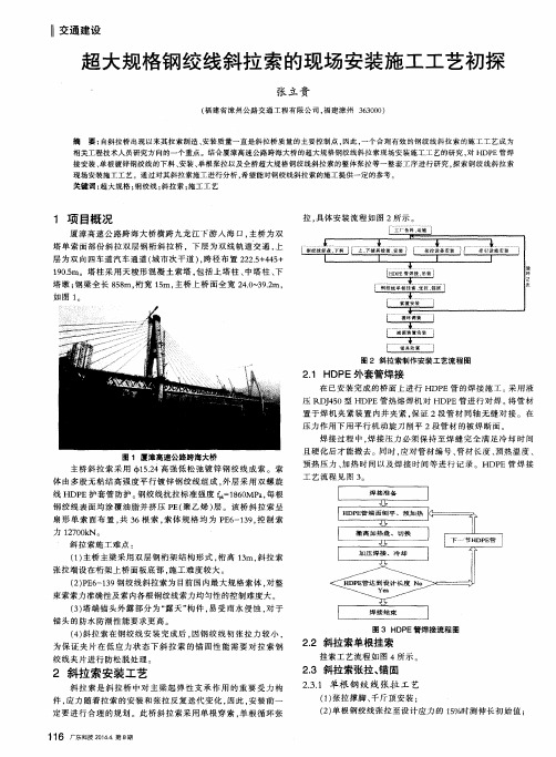 超大规格钢绞线斜拉索的现场安装施工工艺初探