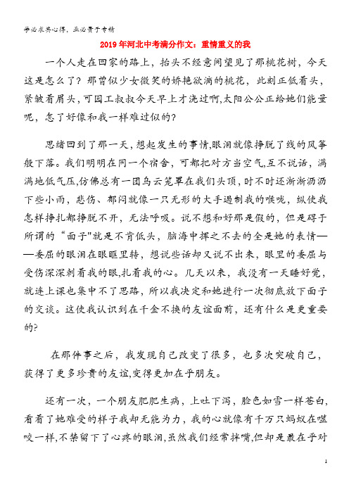 河北省年中考语文满分作文重情重义的我