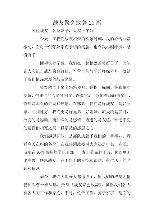 战友聚会致辞14篇