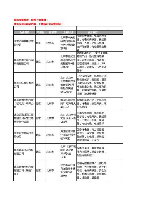 新版北京市接近传感器工商企业公司商家名录名单联系方式大全89家