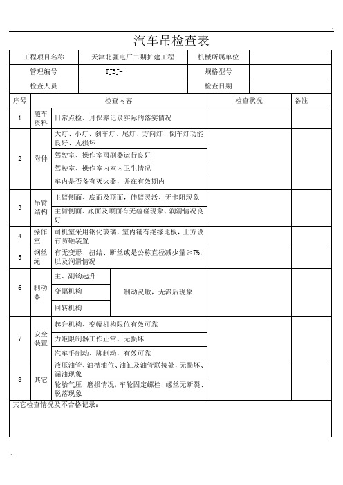 汽车吊检查表(检查)