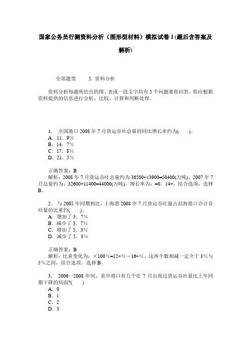 国家公务员行测资料分析(图形型材料)模拟试卷1(题后含答案及解析)