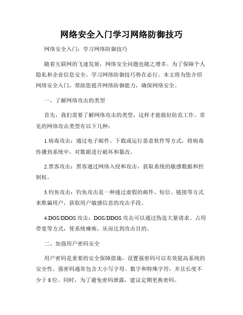 网络安全入门学习网络防御技巧