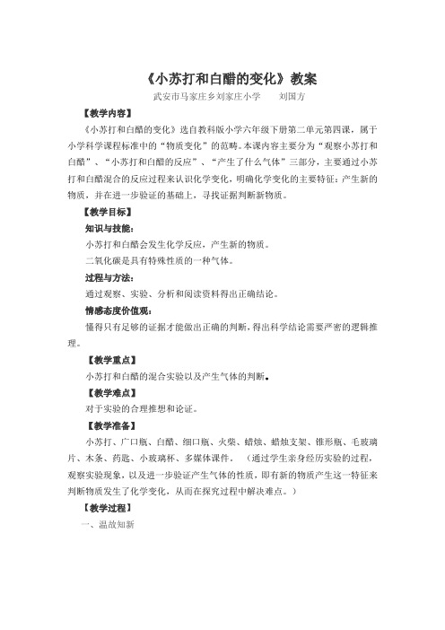 小苏打和白醋的变化教案