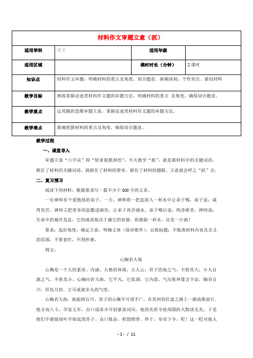 2019届高三语文二轮复习专题作文审题立意_抓教案新人教版