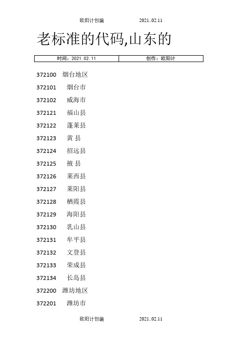 山东各地市身份证开头编号新、老标准的代码之欧阳计创编