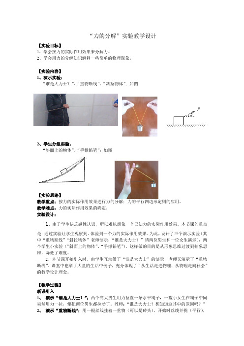 “力的分解”实验教学设计