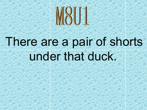 外研版(一起)一年级下英语Module 8《Unit 1 There’s a pair of shorts under that duck》ppt课件2 