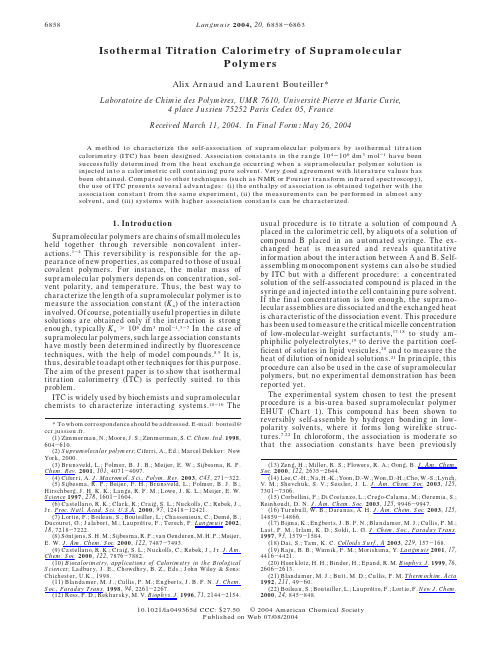 Isothermal Titration Calorimetry of Supramolecular