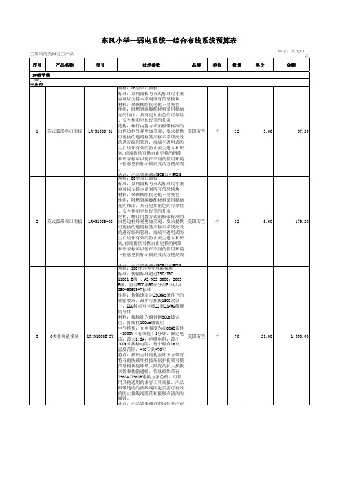 小学智能化系统预算清单