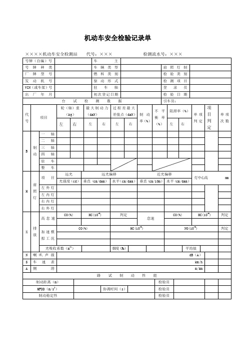 生产管理--机动车安全检验记录单下载机动车安全检验记录单 精品